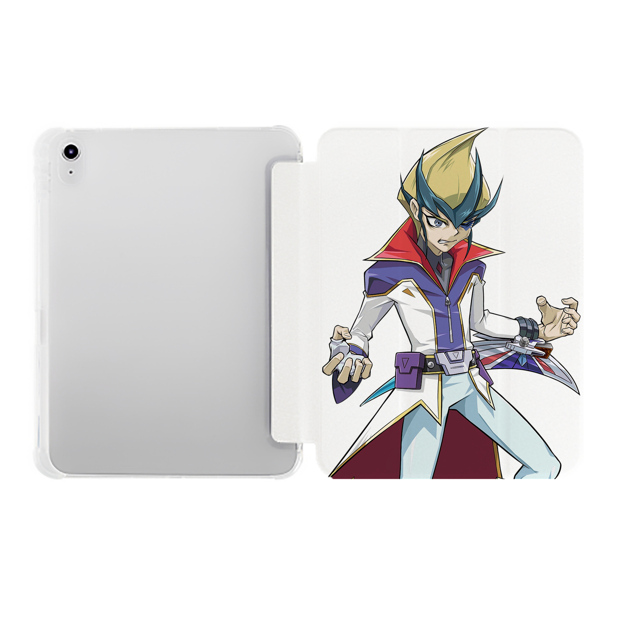（画像用） 遊☆戯☆王 Yu-Gi-Oh! IPad ケース ペン収納付き 三つ折りスタンド PUレザー×シリコン 対応機種9.5/10.5/10.9インチ
